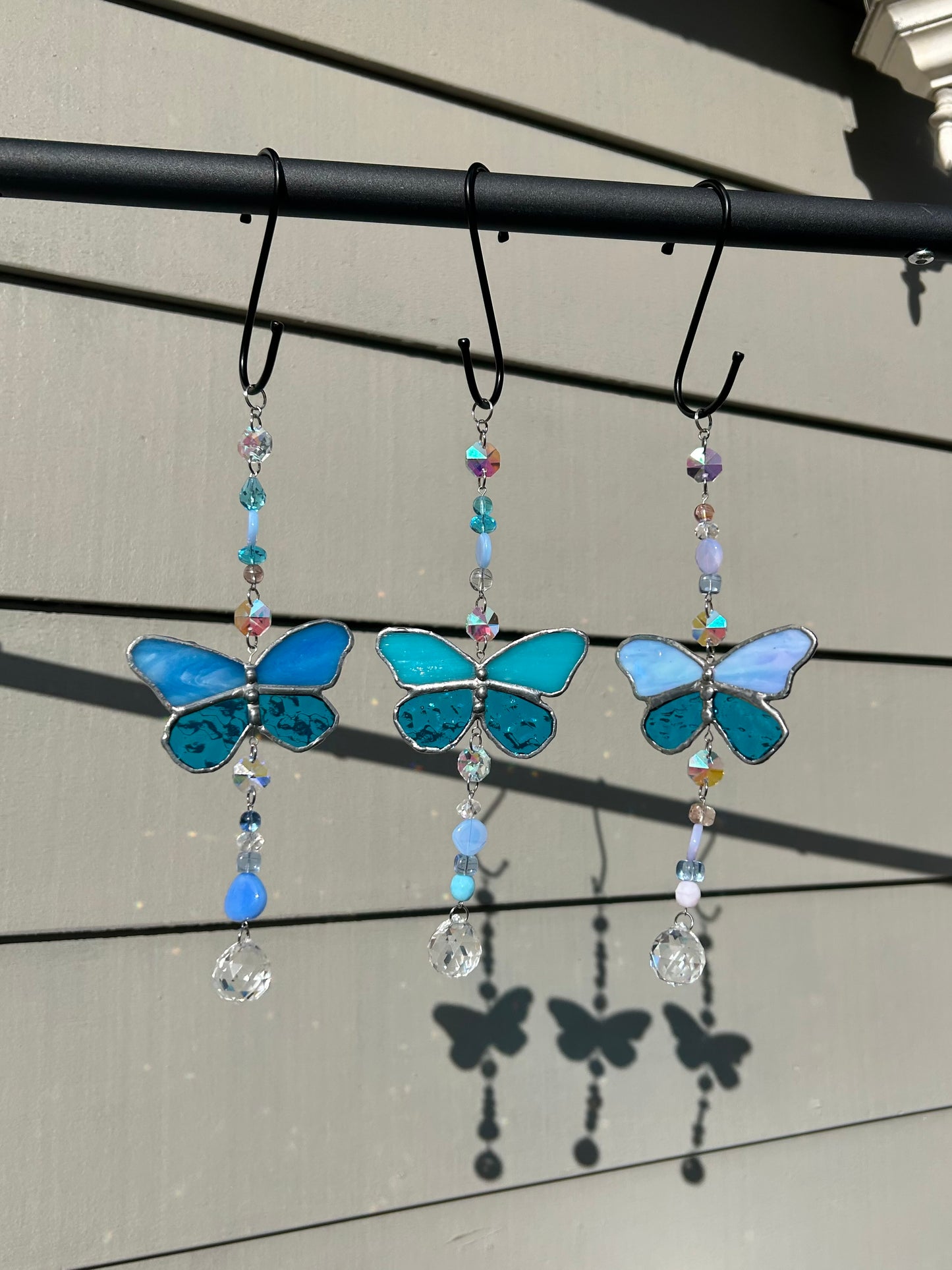 Blue Beaded Butterfly Suncatcher (Single Layer)